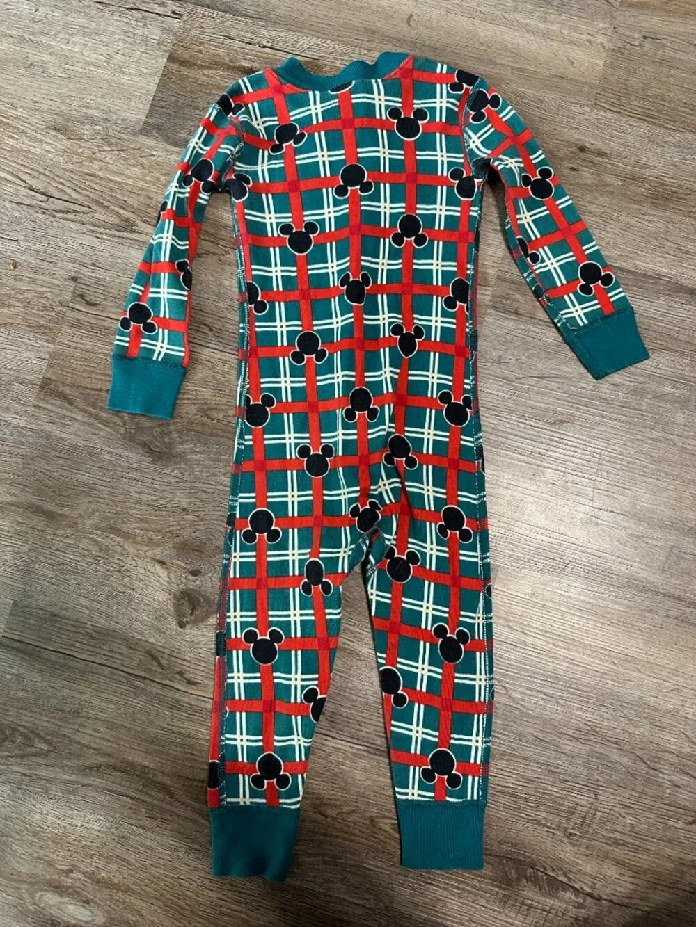 Hanna Andersson Disney Holiday Plaid Zip Sleeper 85cm 2T Mickey Mouse Red Green